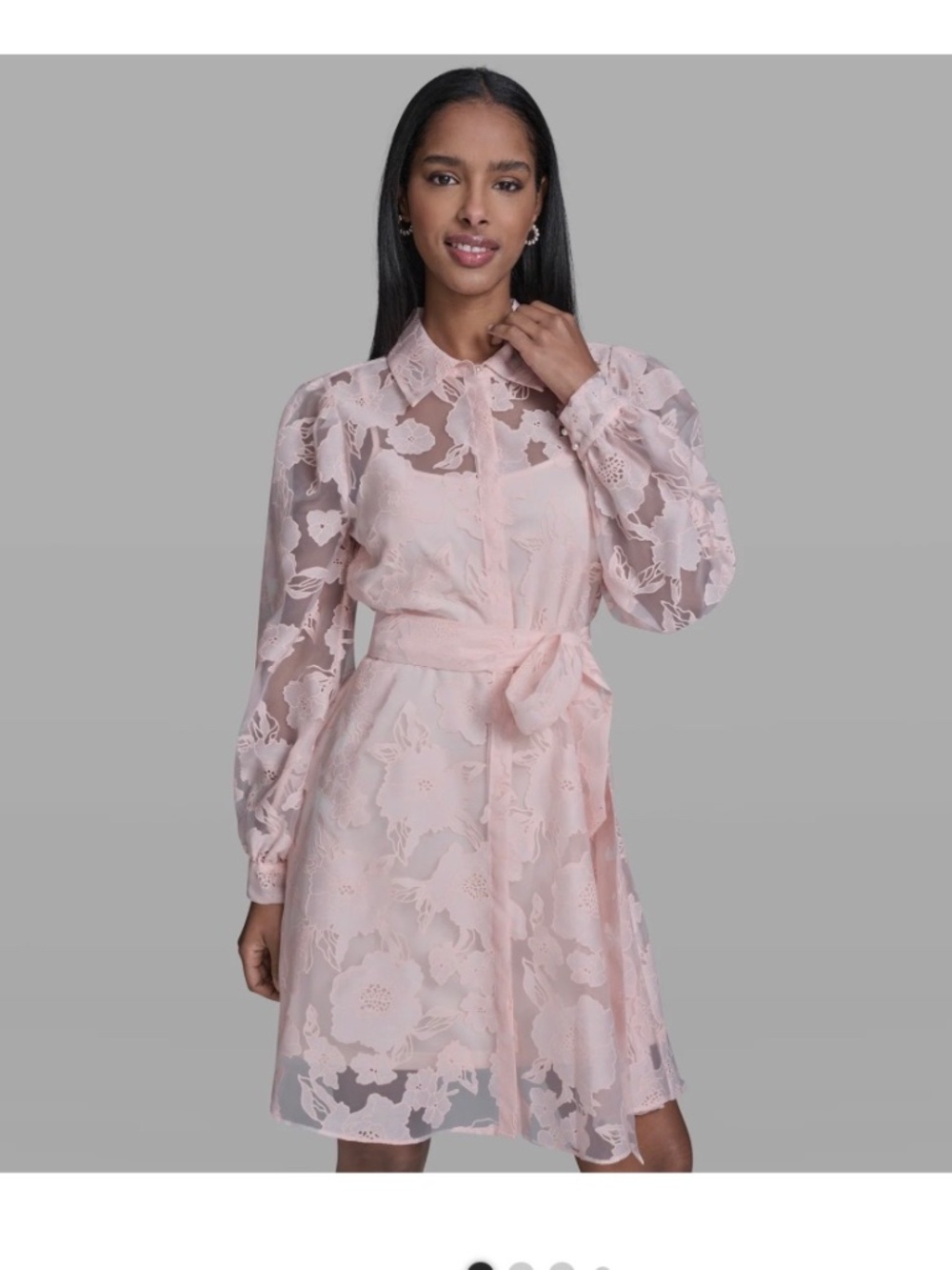 Karl Lagerfeld SHEER JACQUARD FLORAL FIT AND FLARE DRESS